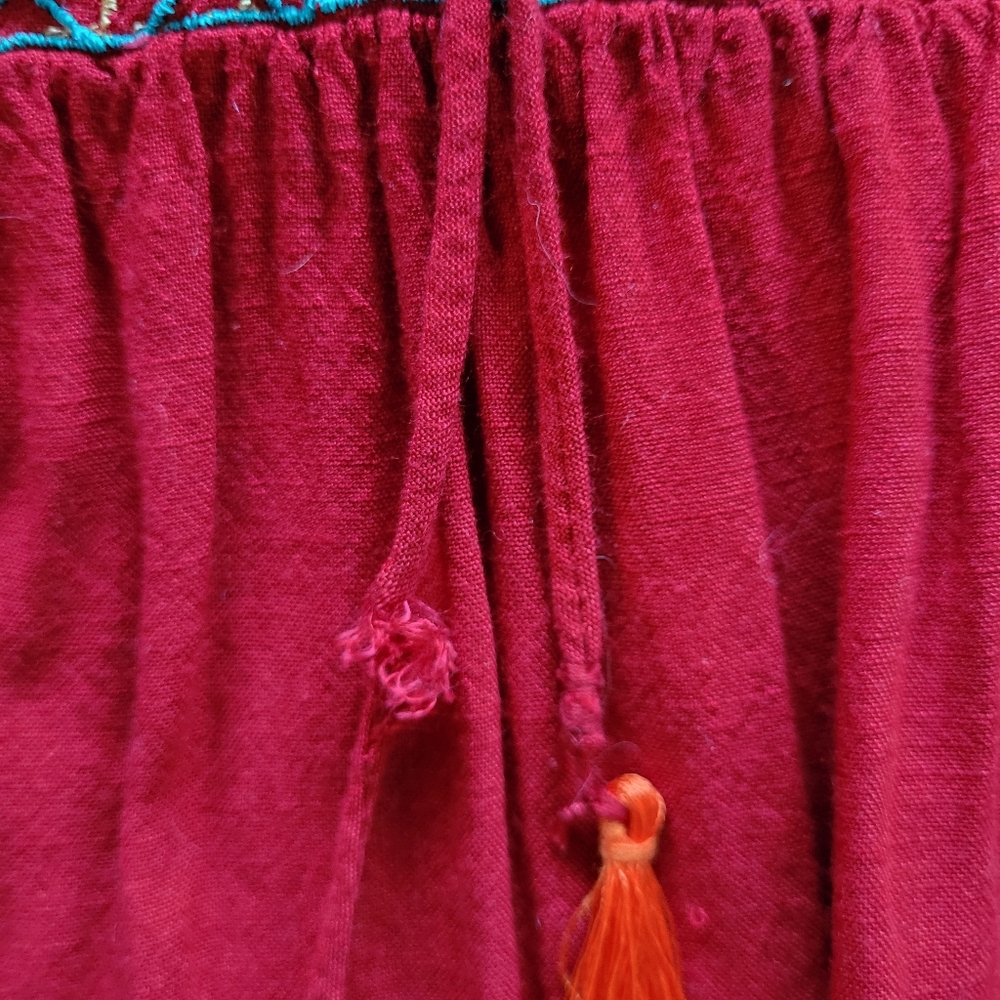 Vintage Chokhi Bandhni Bohemian Chic Peasant Top in Rich Red Sz XS-S - Picture 9 of 9